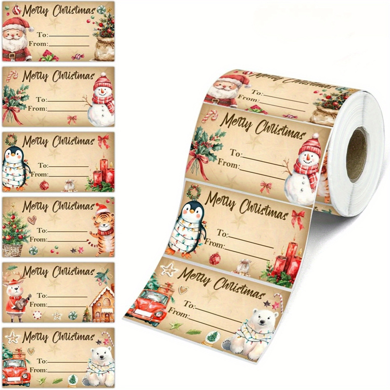 Sticker Label Roll - 180pcs/roll Christmas Tags Self Adhesive Gift