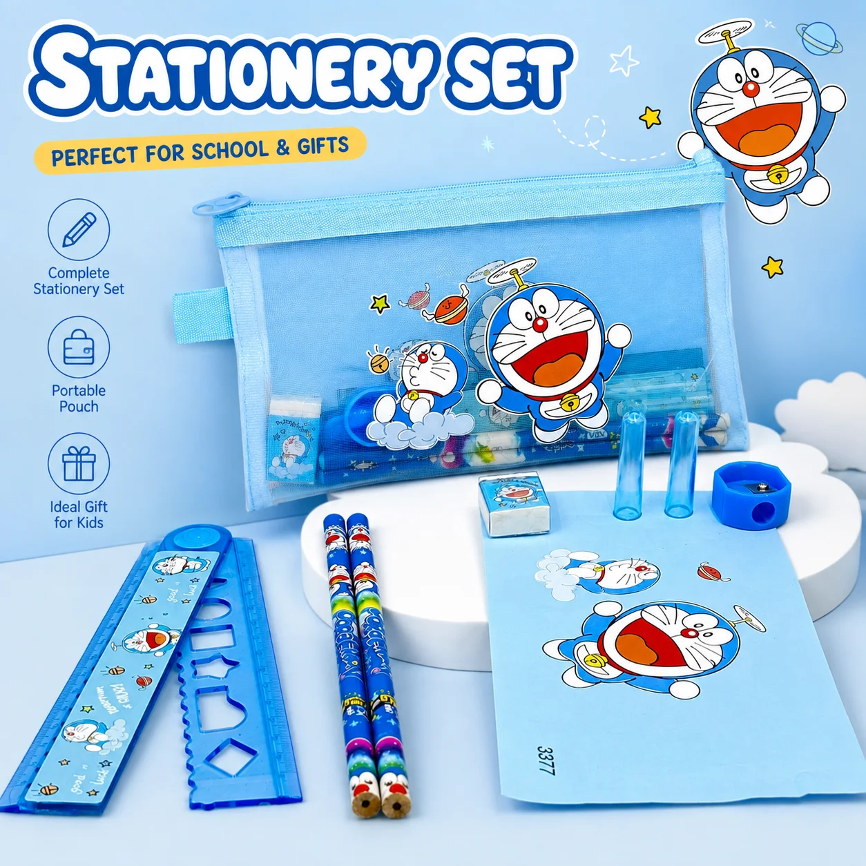 Cute Blue Cartoon Cat Kids Sta - огляд і ціна Stationery Supplier
